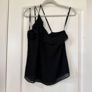 Naked Zebra Black Ruffle Camisole